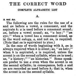 Baker, Josephine Turck, The correct word - A, An